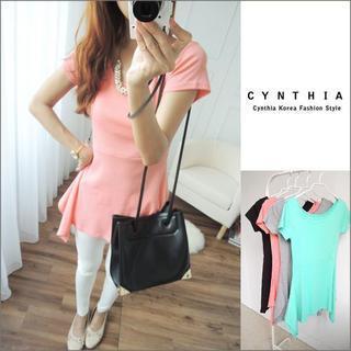 Short-sleeve Asymmetric-hem Top