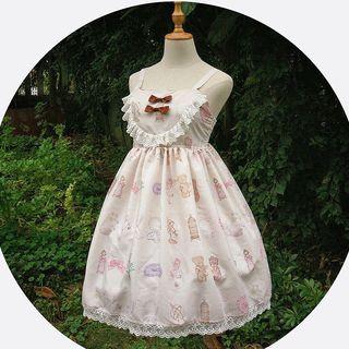 Lace Trim Spaghetti Strap A-line Dress As Shown In Figure - One Size