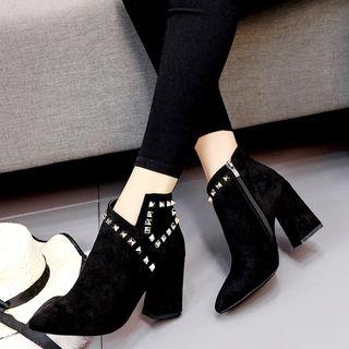 Studded High Heel Pointed Pumps