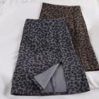 Leopard Slit-side Pencil Skirt