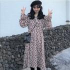 Floral Print Frilled Trim Bell Sleeve Midi Dress As Shown In Figure - One Size