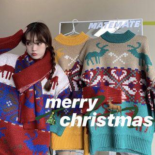 Turtle-neck Christmas Jacquard Sweater