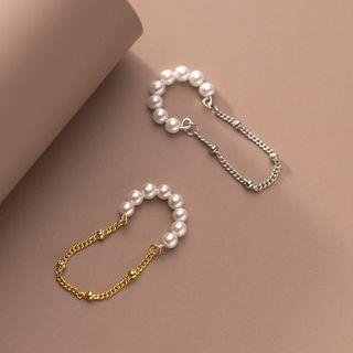 Faux Pearl Sterling Silver Chain Cuff Earring