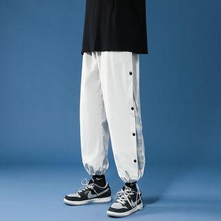 Plaid Trim Cropped Sweatpants