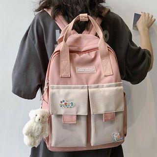 Top Handle Nylon Multi-section Backpack / Bag Charm