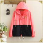 Embroidered Color Panel Hooded Jacket
