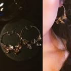 Metal Butterfly Hoop Earring 973a - Gold - One Size