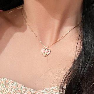 Heart Pendant Necklace Pink - One Size