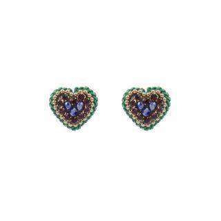 Heart Ear Studs (green) One Size