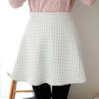 Inset Shorts Wool Blend Textured Miniskirt