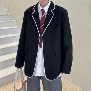 Single Breasted Contrast Trim Blazer