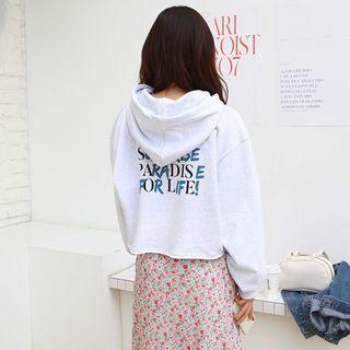 Hooded Letter Print Cropped Sweatshirt
