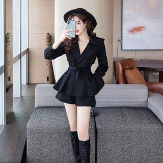 Set: Tie-waist Blazer + Shorts