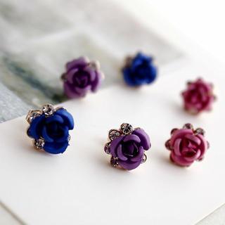 Rhinestone Rose Stud Earrings