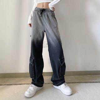 Ombre Straight Leg Cargo Jeans