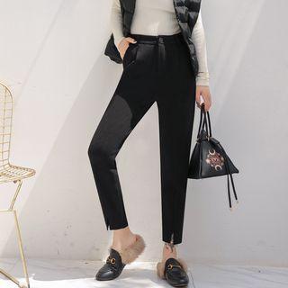 Straight Cut Front Split Dress Pants