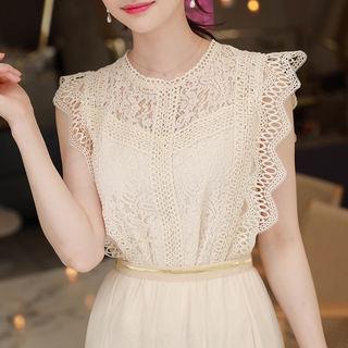 Sleeveless Scallop-edge Lace Top