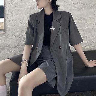 Short-sleeve Double-breasted Blazer + Shorts