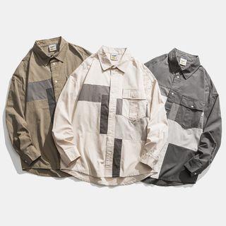 Paneled Shirt / Straight Leg Pants