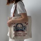 Lettering Print Canvas Tote Bag Tote Bag - Beige - One Size