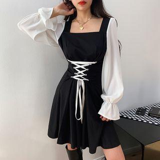 Corset-waist Colorblock Mini Dress