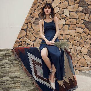 Open Back Spaghetti Strap Side Slit Dress