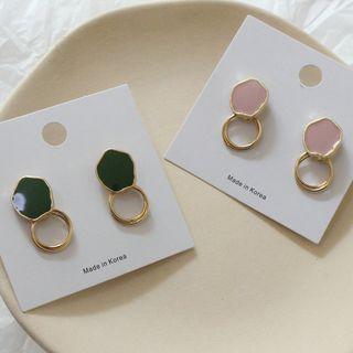Irregular Glaze Alloy Hoop Dangle Earring