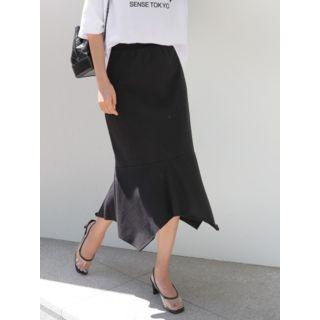 Plus Size Handkerchief-hem Band-waist Cotton Skirt