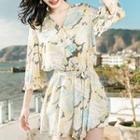Printed Flared-sleeve Playsuit