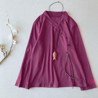 Long-sleeve Chinese Character Embroidery Top