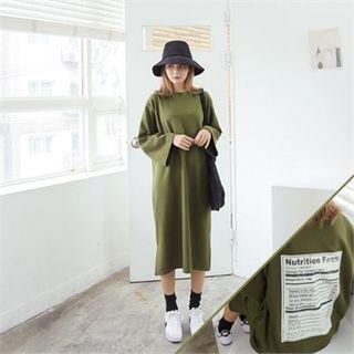 Long-sleeve Printed Back Long T-shirt Dress