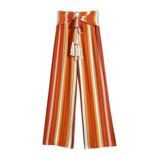 Tassel Striped Wide-leg Pants