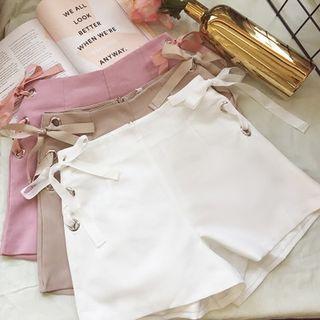 Plain Lace Up Side Shorts