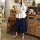 Crew-neck 3/4-sleeve Top / Cropped Wide-leg Pants