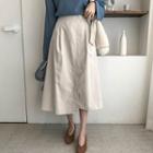 Band-waist Seam-trim Long Wrap Skirt