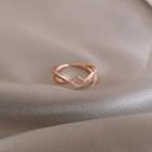 Rhinestone Open Ring 1pc - Rose Gold - One Size