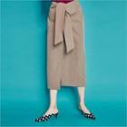 Tie-waist H-linen Long Skirt