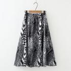 Geometric Pleated Maxi Skirt