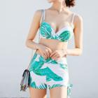 Set: Printed Top + Bikini Top + Swim Shorts