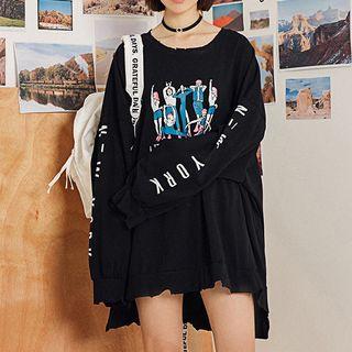 Print Distressed Pullover
