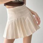 Panel Plain High-waist Accordion Pleat Skirt