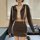 Cropped Zipped Jacket / Mini Skirt / Set
