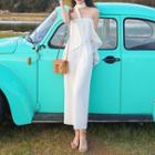Elbow-sleeve Plain Jumpsuits