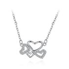 925 Sterling Silver Heart Necklace With White Austrian Element Crystal Silver - One Size