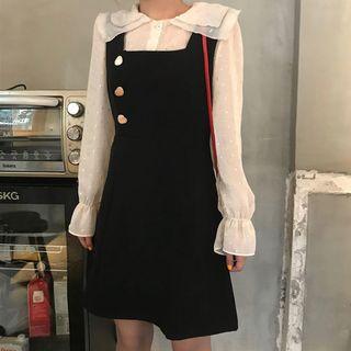 Button-detail Suspender Minidress Black - One Size