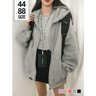 Couple Drop-shoulder Zip-up Hoodie