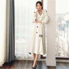 Tall Size Ruffled A-line Trench Coat With Belt
