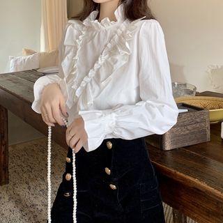 Ruffled Flare-cuff Blouse
