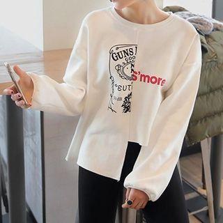 Print Asymmetric Long-sleeve T-shirt