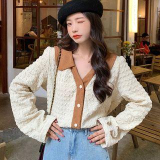 Two-tone Crinkle Blouse